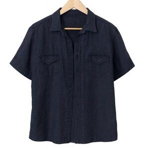 Jones New York Men’s Small Linen Black Button‑Up Shirt